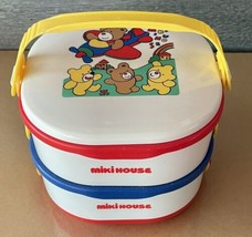 Miki House Plastic Lunch Box Bear Design White with Red and Blue Lid fro... - $29.99