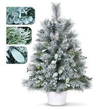 2ft Flocked Mini Tabletop Christmas Tree with Eucalyptus &amp; Pine - $50.99