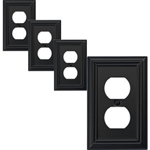 Single Duplex Outlet Cover Plate, 4- Pack Black Adler Metal Wall Plate 1... - £22.37 GBP