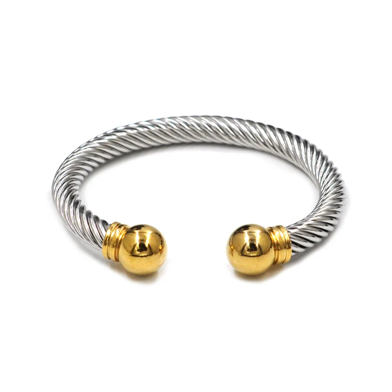 House Home Stainless Steel Twisted Cable Wire Bangles Gold Cuff Bracelet... - £19.98 GBP