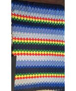 Handmade Crochet Afghan Thrown Blanket Approx Size 60”x35” Multicolor - $44.55