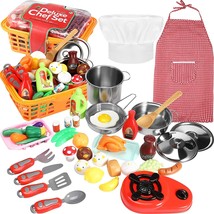 42 Pieces Kitchen Pretend Cookware Play, Mini Kitchen Tools Play Set Includes Co - £26.57 GBP