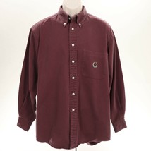 Nautica VTG 90&#39;s Button Front Shirt L Large Faded Burgundy Crested Long ... - $23.07