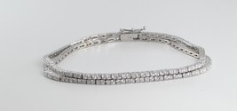 18k White Gold Two Row Round Diamond Tennis Bracelet (2.8 Ct G VS1 Clarity) - £3,193.71 GBP
