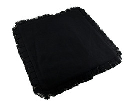 Zeckos Black Burlap Fringed Pillow Cover 16 X 16 in. - £11.39 GBP