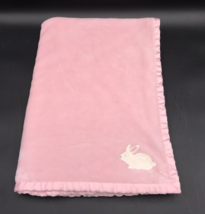 Carter&#39;s Baby Blanket Bunny Rabbit Embroidered Pink Satin Trim Easter Spring - £19.30 GBP