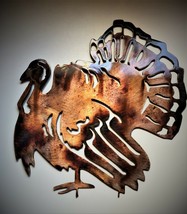 Fall and Thanksgiving Turkey Metal Wall Art Accent 13&quot; x 12&quot; - £22.52 GBP