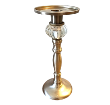 9&quot; Pewter Glass Candlestick Holder for Taper or Pillar Candle Made in India - £26.14 GBP