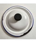 Vintage White Enamel Blue Trim Primitive 7&quot; Round Pot Pan Replacement Li... - $352.39 MXN