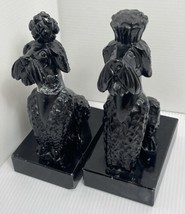 Lot Of Two Marble Black Poodle Bookends Made In Italy 7.25 Inches See Ph... - $56.09
