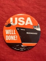 VIETNAM WAR WELL DONE PIN BACK BUTTON US SOS RESCUE MAYAGUEZ 1975 RARE - $29.65