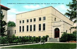Vtg Linen Postcard Hannon Hall Gymnasium at Wisconsin School For Deaf Delavan WI - £32.65 GBP