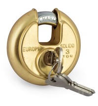 Europa  Disc Padlock Security Shed Gate Lock Round Circle Steel Brass Lock - $25.99