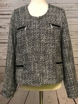 Soft Surroundings Blazer size Medium Zipper Coat Tweed Sweater Jacket Po... - $25.04