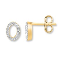 0.15Ct Simulated Diamond 14k Yellow Gold Plated Open Oval-Shape Stud Earrings - £51.70 GBP