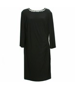 RALPH LAUREN Black Stretch Matte Jersey Jewel Beaded Neck Sheath Dress 20W - $122.54 CAD