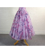 Purple Rose Floral Party Skirt Outfit Organza Maxi Holiday Party Skirt P... - $75.99