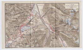 1911 Antique Map Of Vicinity Of St. Moritz Pontresina Celerina Switzerland - £16.86 GBP