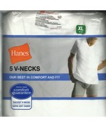5 pack Mens XL V-Neck Tee Shirts 100% Cotton White 46&quot; - 48&quot; HANES - $725.10 MXN