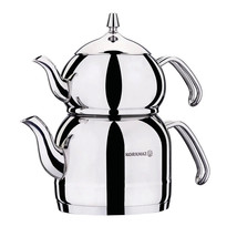 Korkmaz Efendi 1.1 Liter Tea Pot and 2.4 Liter Kettle Set in Silver - £89.28 GBP