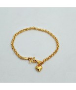 Heart Chain Bracelet Beaded 18K 22K Thai Baht Yellow Gold Plated 6.5 L. ... - £27.23 GBP