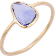 18K Gold Blue Sapphire Ring - £220.98 GBP