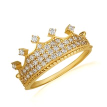 Gold CZ Triple Set Royal Crown Ring - £169.68 GBP+