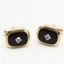 Vintage Color Oro Black Diamond Gemelli Paio - $29.68