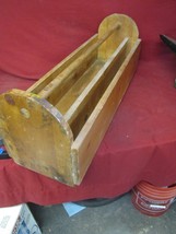 Vintage Wooden Primitive Tool Box Tote Caddy Carrier Carpenter - $39.59
