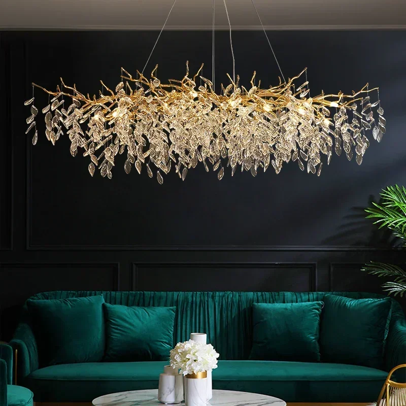 Luxury Dining Room Branch Pendant Lights Lustre Crystal Led Hanging Lamp... - $143.75+