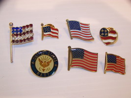 MIXED LOT OF HAT PINS - US NAVY AMERICAN FLAGS - $17.98