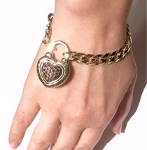 Authenticity Guarantee 
Heavy BIG Enamel Garnet Padlock Heart clasp Curb link... - £1,735.22 GBP