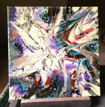 Painting Acrylic Abstract 12&quot; x 12&quot; Original Fluid Art on Canvas SHATTERED - £33.46 GBP