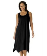 Sleeveless T Shirt Dress or Swimsuit Cover Up Sharktail Hem Black Sz 10-... - $20.03