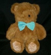 16&quot; Vintage Luv Bunch 1986 Brown Teddy Bear Stuffed Animal Plush Toy Blue Bow - £26.08 GBP