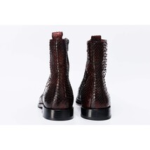 The Boss Burgundy Snake Zip-Up Leather Men Boot Limited Edition image 5