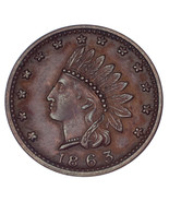 1863 Civil War Token, INDIAN CROSSED CANNONS F-82/351, AU Condition - $142.60 CAD