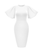 Memoriesea Women&#39;s Bodycon Ruffle Flared Short SleeveS Pencil Midi Dress... - $373.45 MXN