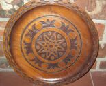 Vintage Hand Carved Decorative Folk Art Boho Mandala Cottage Wooden Plate - $45.00