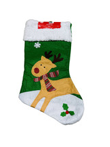 Christmas House Reindeer Character Stocking with Fleece Cuff. 18 Inches - £10.00 GBP
