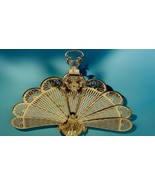 Ornate Peacock Folding Fan Fireplace Screen 37&quot; Dolphin MCM Art Deco Bra... - $8,424.04 MXN
