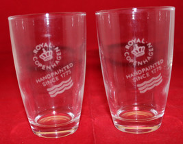 Royal Copenhagen Denmark Set of 2 Drinking Glass Tumblers Clear Logo Rar... - $74.83