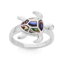 Sterling Silver Turtle Ring - Abalone - £49.51 GBP