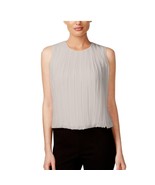 Calvin Klein Womens M Khaki Brown Chiffon Pleated Sleeveless Top NWT AV70 - $567.02 MXN