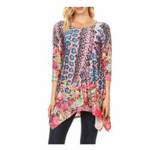 White Mark Women&#39;s Pink Marlene Tunic Top Plus 3XL 3/4 Sleeve NWT - £26.22 GBP