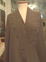 Italian Designer Fabric Cocoa Border Panel Matelasse &amp; Wool Gabardine 2 Match - £94.81 GBP