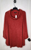 New Lane Bryant Cozy Touch Plaid Burnt Orange Red Cowlneck Poncho Size 2... - $23.38