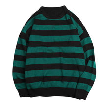 Emo green Stripped friday the 13th Oversized Streetwear Knitted Sweater Autum - £29.88 GBP