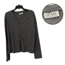 BRIDGE Women’s Gray Cardigan Sweater | V-Neck Button-Up Knit Top Lightwe... - $18.56