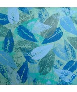 Blue Green Leaves Abstract Wall Art Work Original Painting Signed Teri H 8" Sq - $75.00